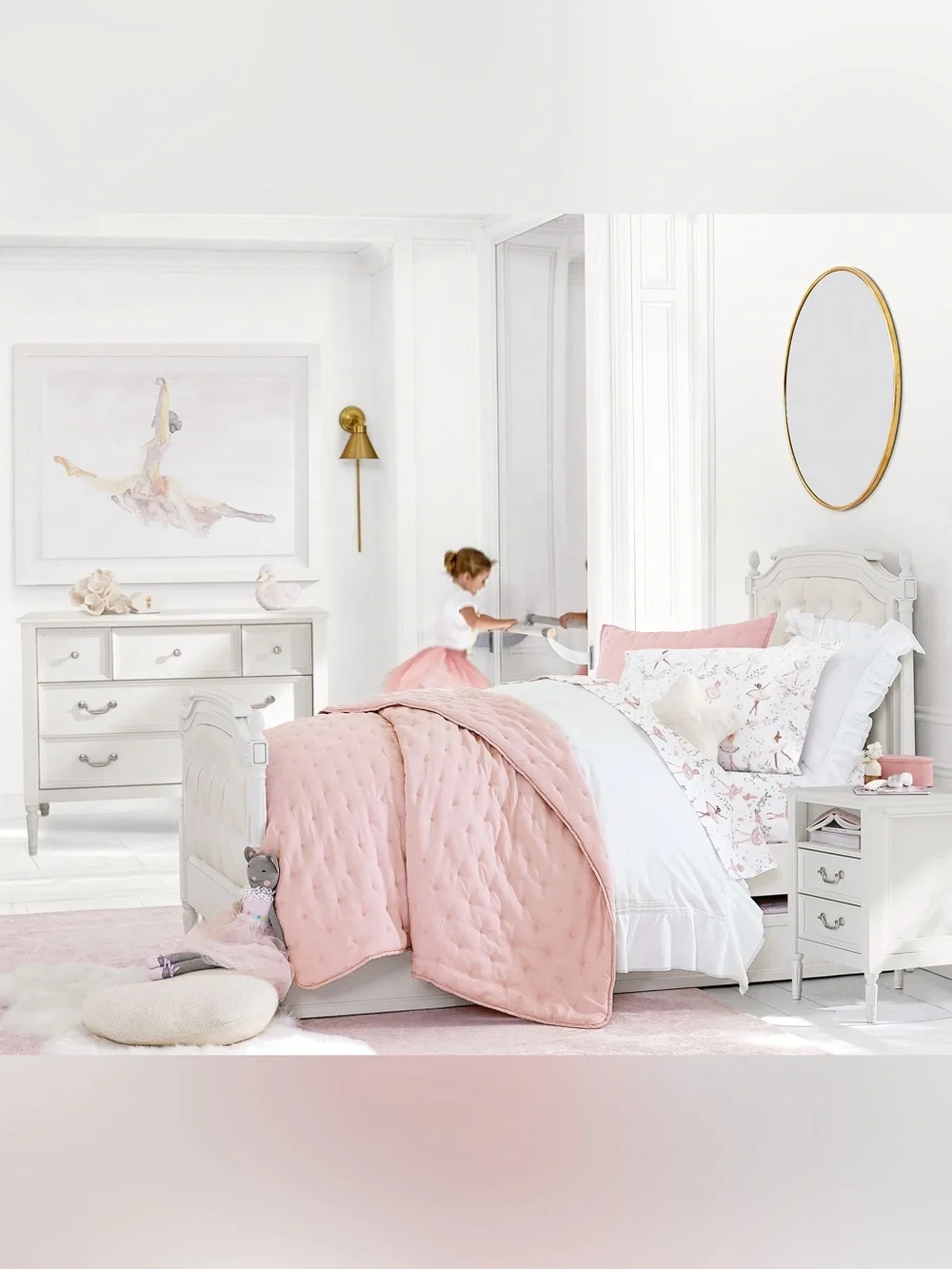 Pottery Barn Kids Pink Ballerina Organic Cotton Twin Sheet Set NEW